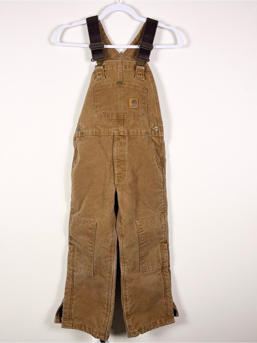 Carhartt Youth Sandstone Bib Overalls Discontinued Size Medium 8 Tan Canvas Farm